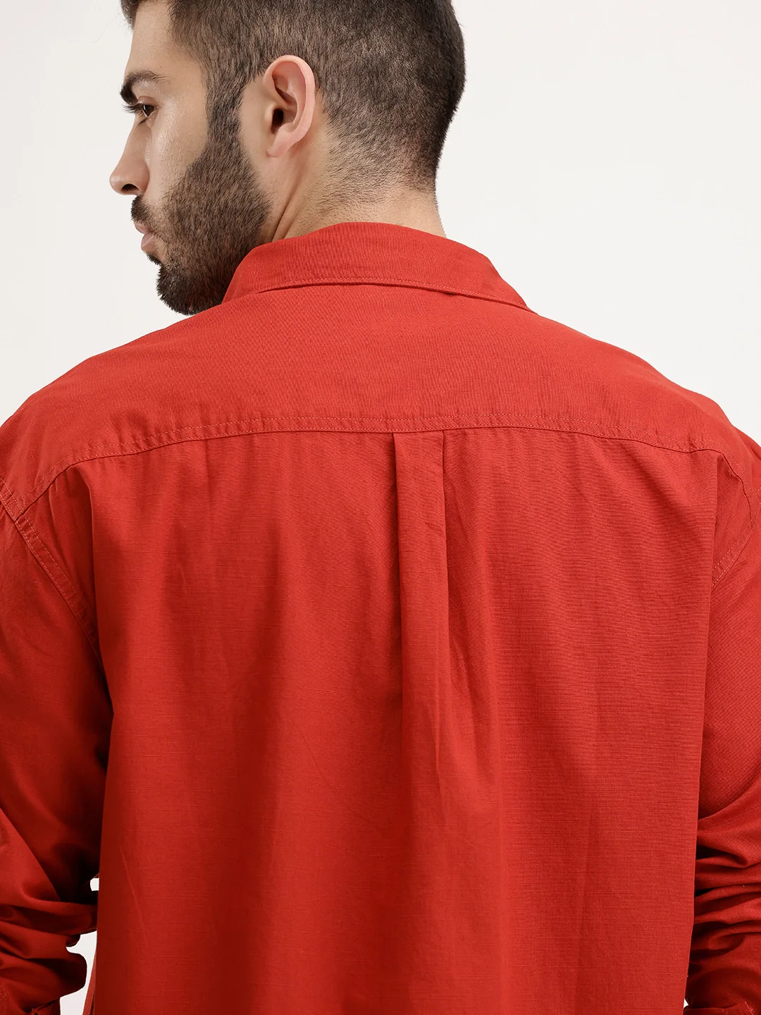 Oversized Fit Solid Shirt | Red - Image 5