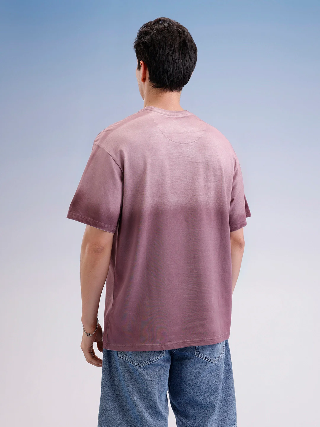 Oversized Gradient Printed T-Shirt  | Maroon - Image 3