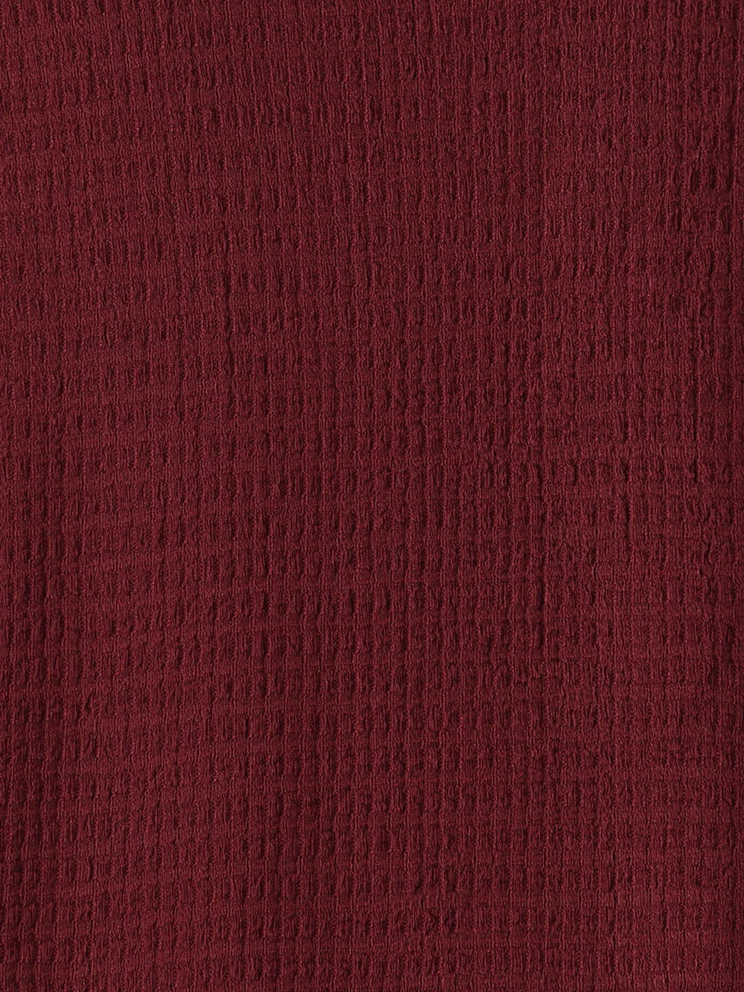 Oversized Jacquard Textured Crew Neck T-Shirt   | Maroon - Image 4