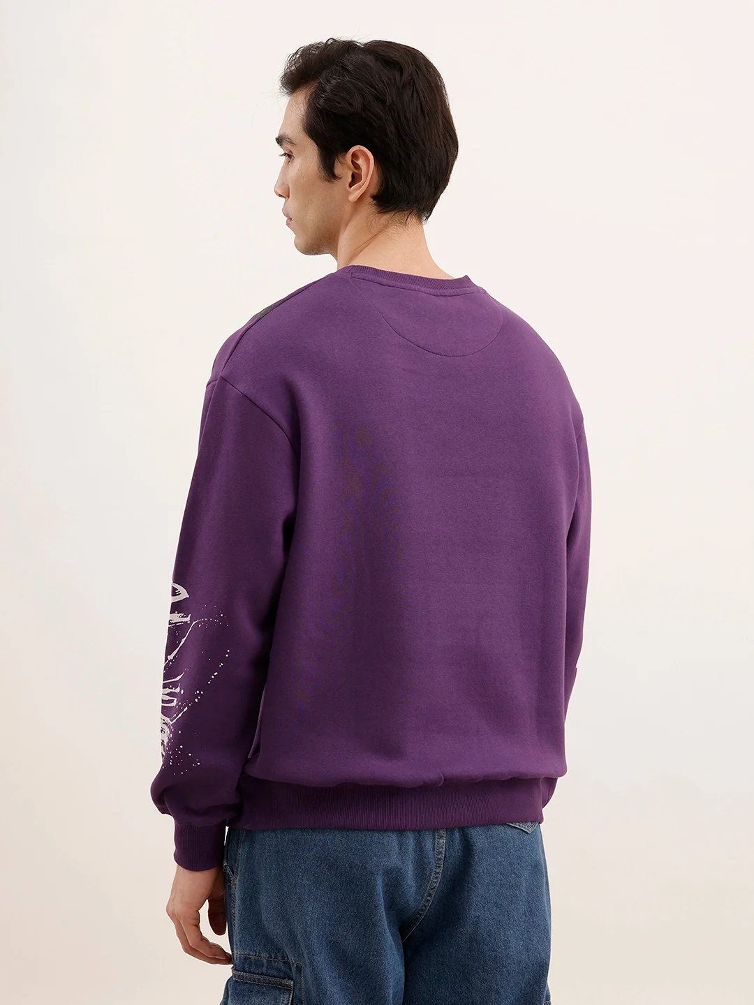 Oversized Placement Printed Sweatshirt | Purple - Image 3