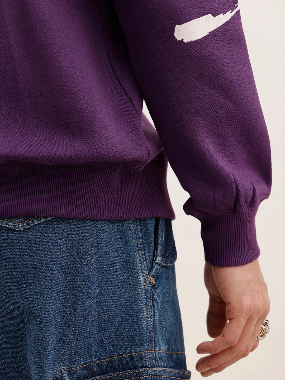 Oversized Placement Printed Sweatshirt | Purple - Image 5