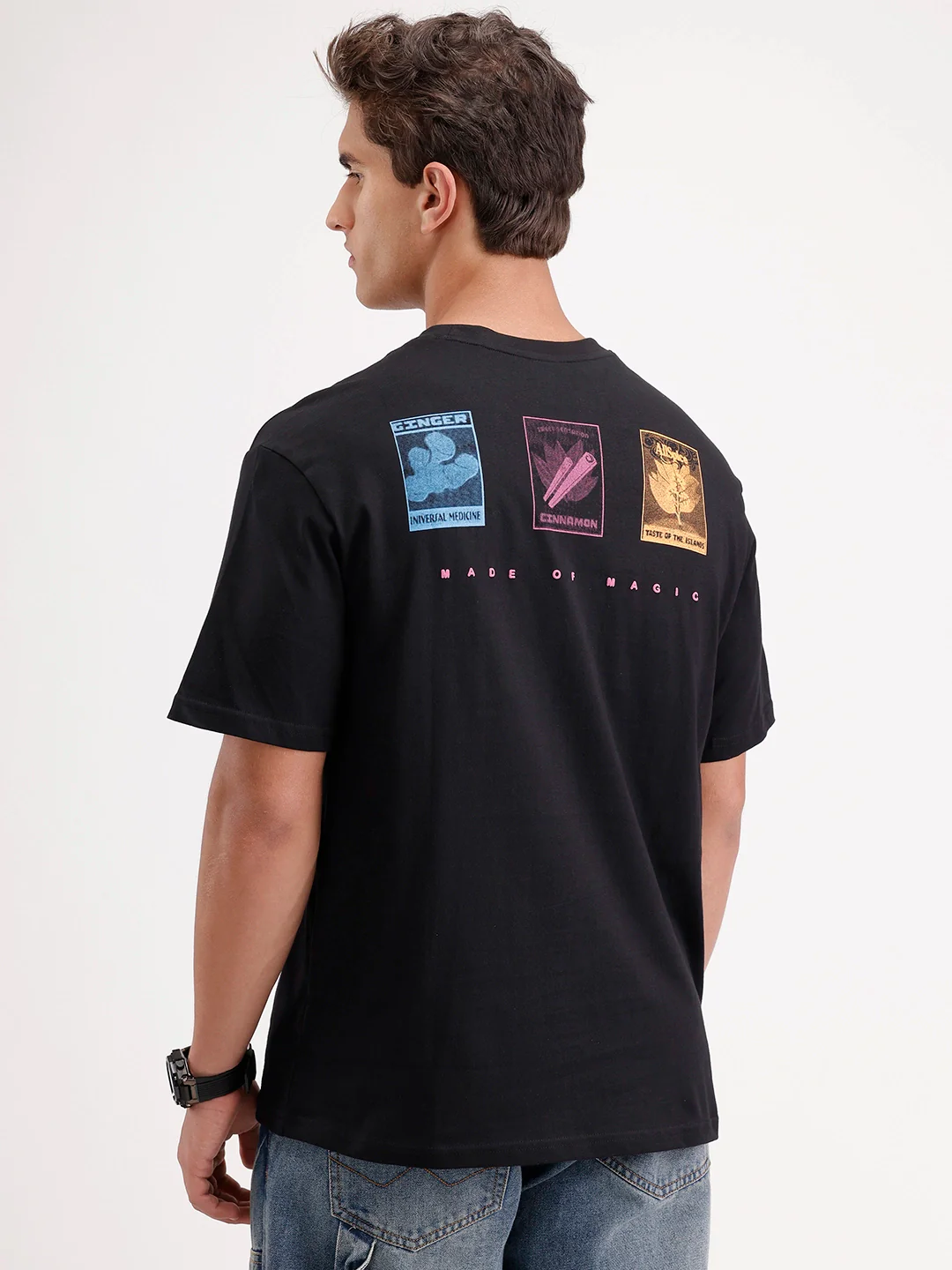 Oversized Placement Printed T-Shirt | Black - Image 3