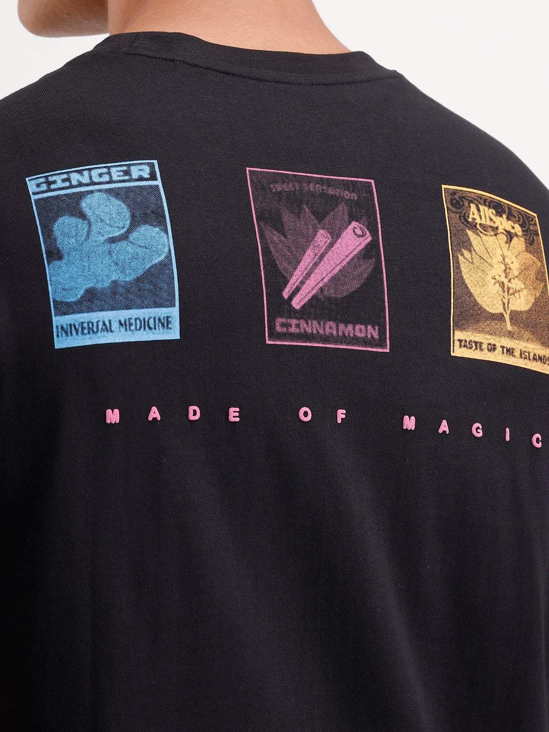 Oversized Placement Printed T-Shirt | Black - Image 5