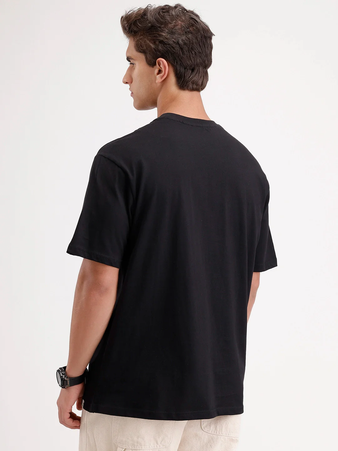 Oversized Placement Printed T-Shirt | Black - Image 3