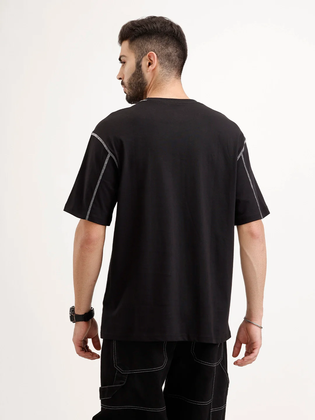 Oversized Placement Printed T-Shirt | Black - Image 3
