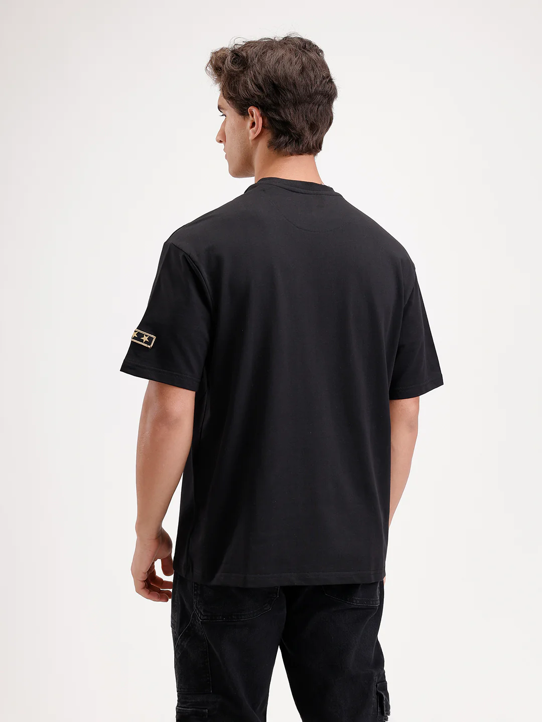 Oversized Placement Printed T-Shirt  | Black - Image 3
