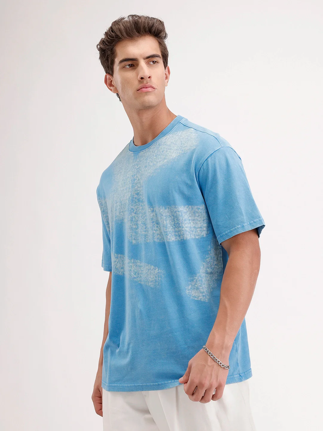 Oversized Placement Printed T-Shirt | Blue - Image 4