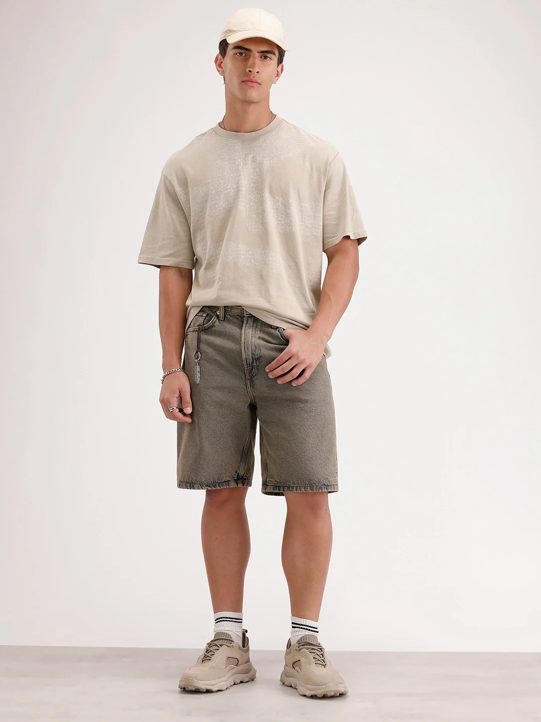 Oversized Placement Printed T-Shirt | Khaki - Image 2