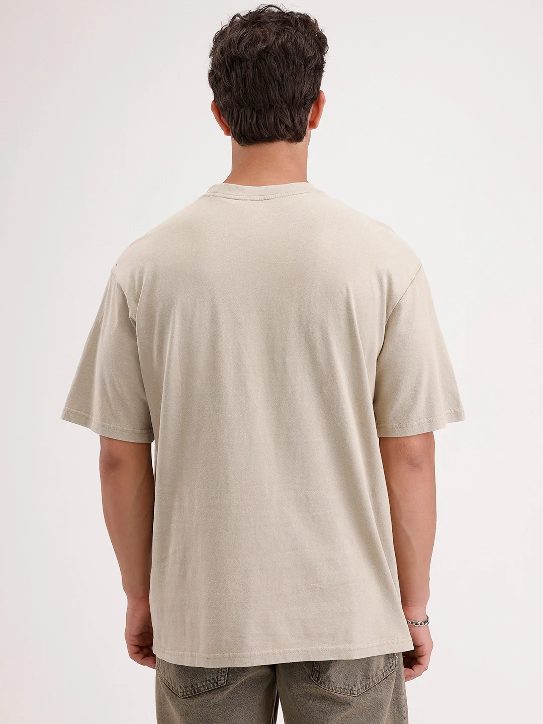 Oversized Placement Printed T-Shirt | Khaki - Image 3