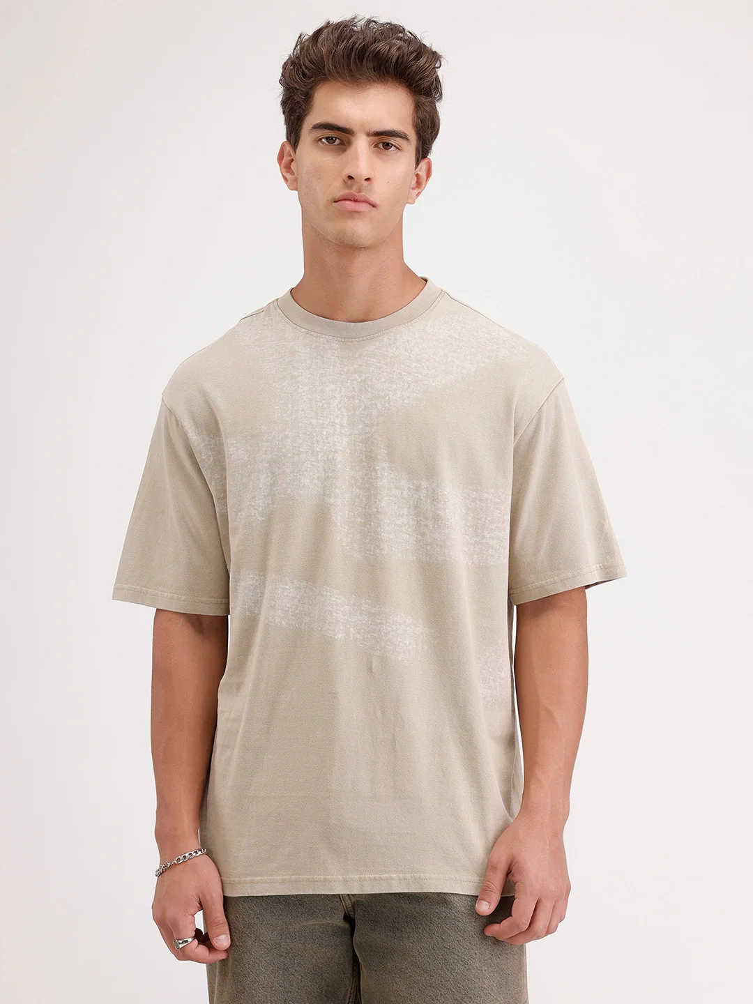 Oversized Placement Printed T-Shirt | Khaki - Image 6