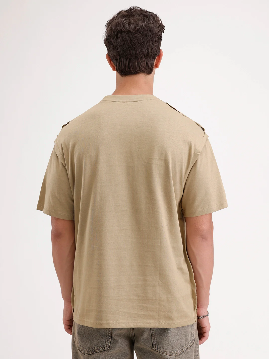 Oversized Placement Printed T-Shirt | Khaki - Image 3