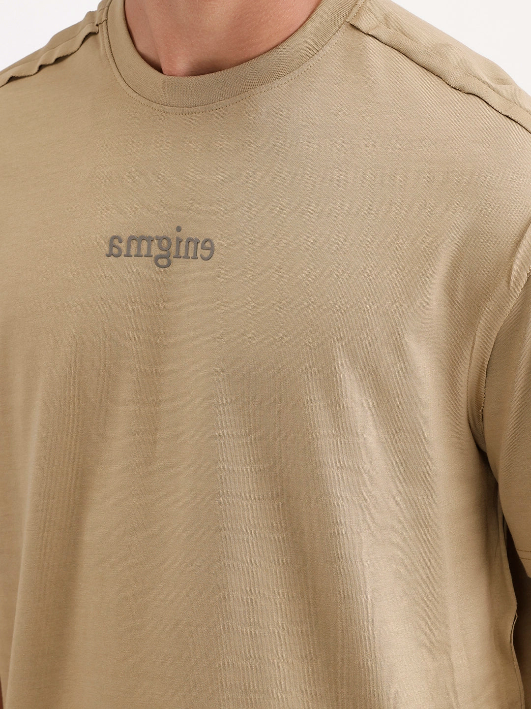Oversized Placement Printed T-Shirt | Khaki - Image 6