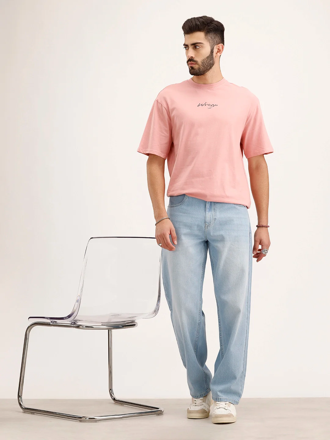 Oversized Placement Printed T-Shirt | Pink - Image 2