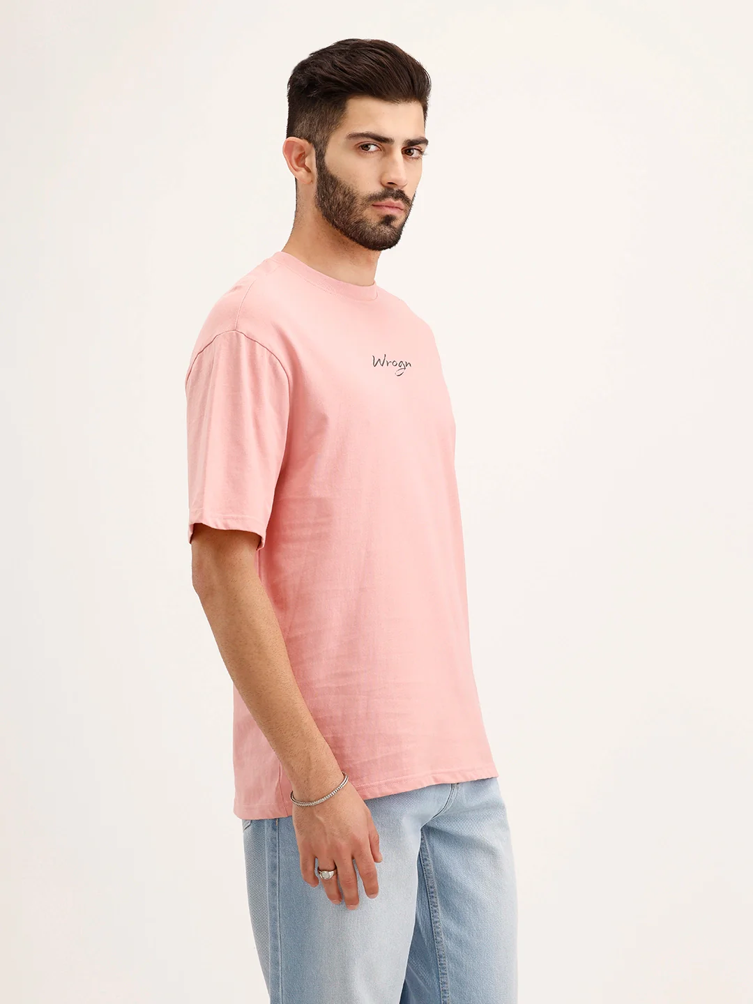 Oversized Placement Printed T-Shirt | Pink - Image 4