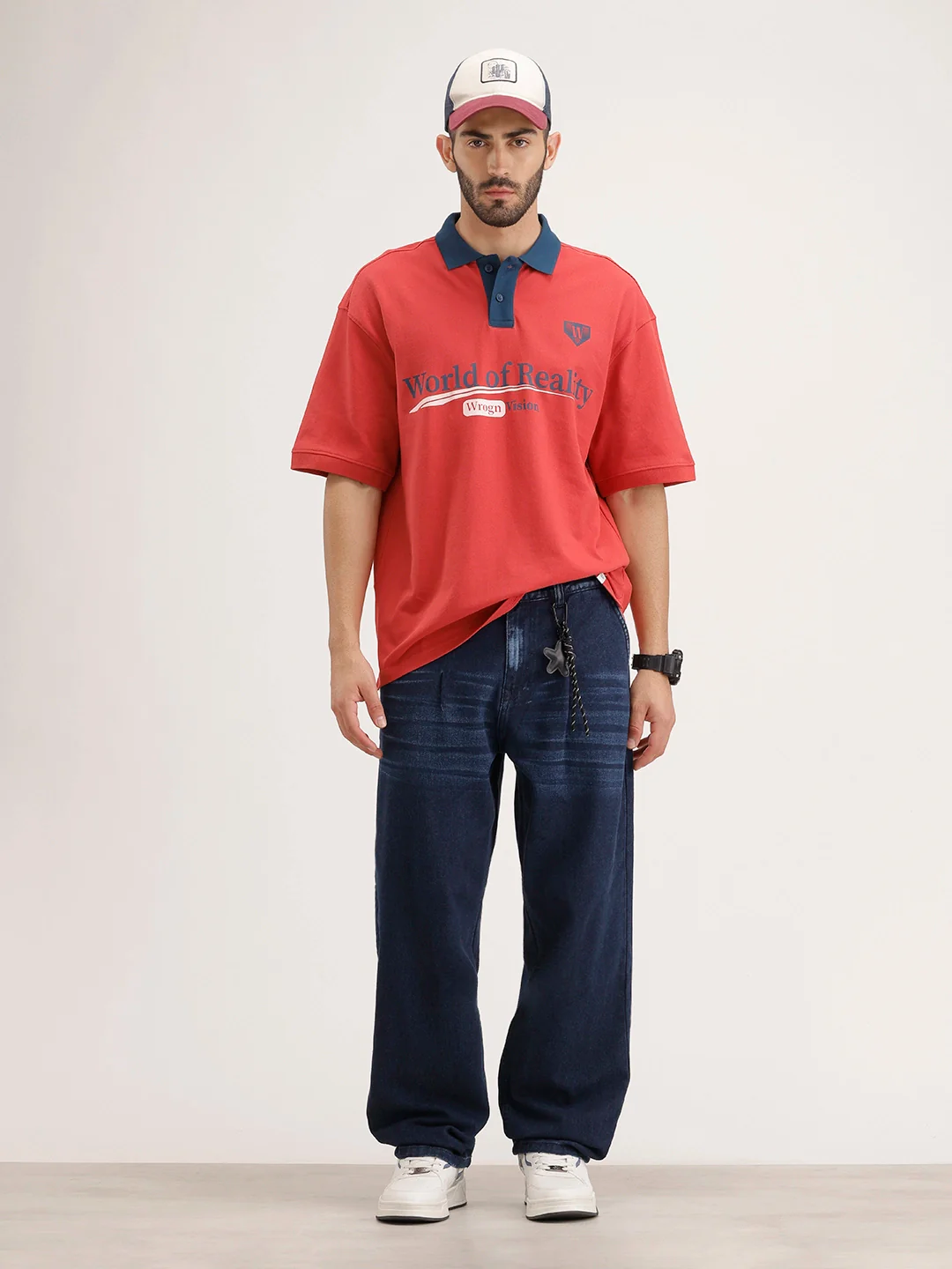 Oversized Placement Printed T-Shirt | Red - Image 2