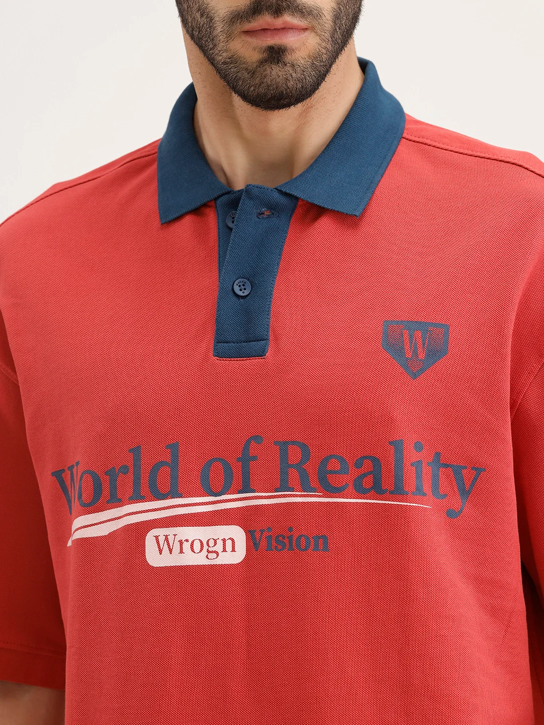 Oversized Placement Printed T-Shirt | Red - Image 5