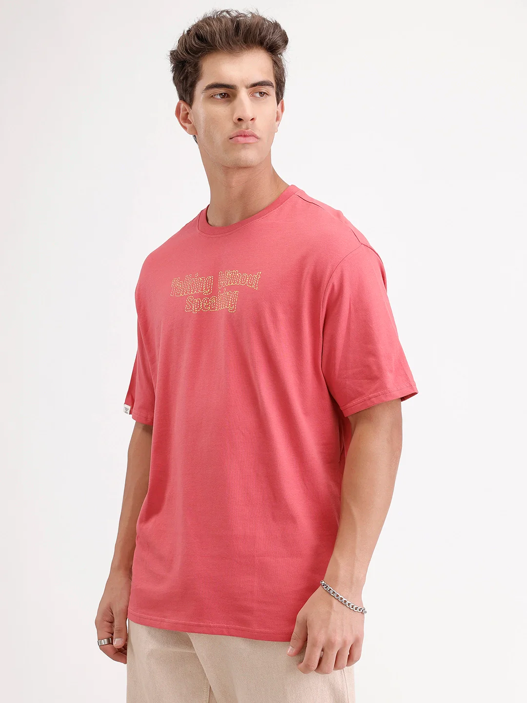 Oversized Placement Printed T-Shirt | Red - Image 4
