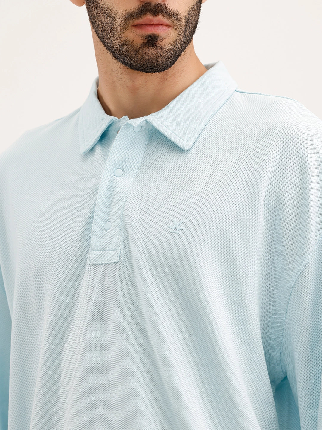 Oversized Plus Fit Full Sleeve T-Shirt | Light Blue - Image 5