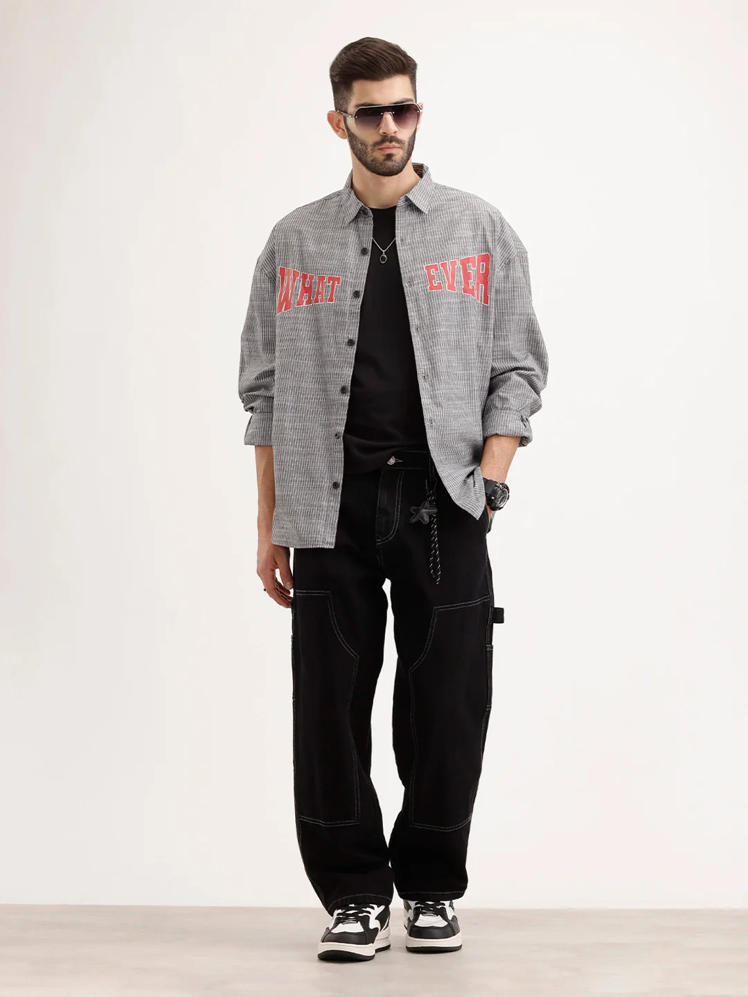 Oversized Plus Fit Printed Shirt | Black - Image 2