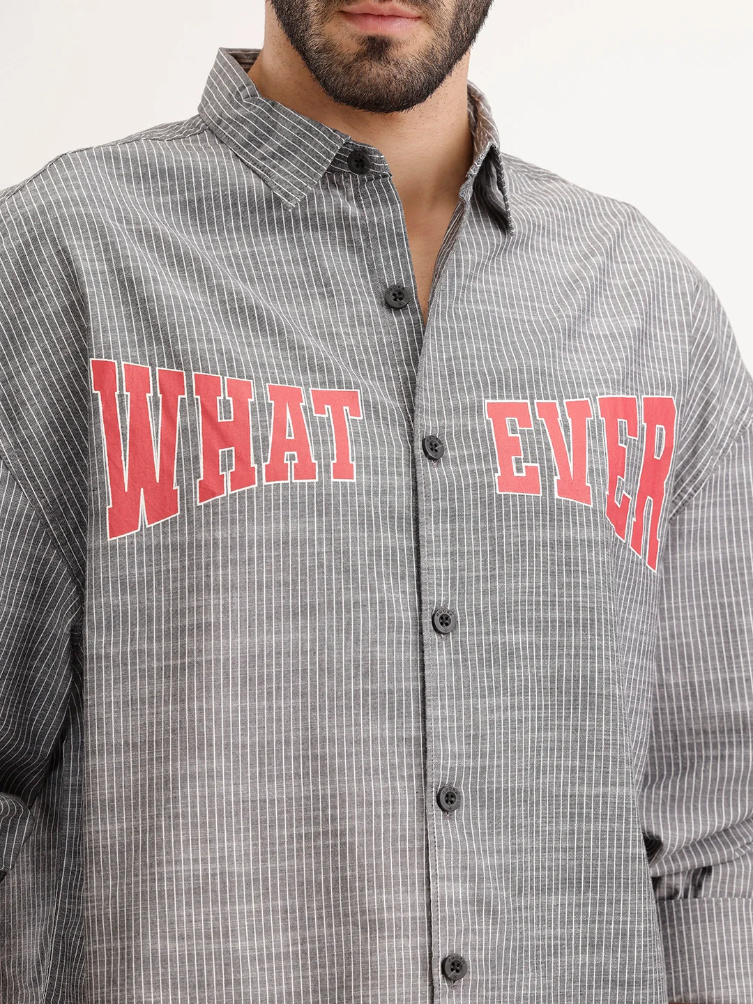 Oversized Plus Fit Printed Shirt | Black - Image 5