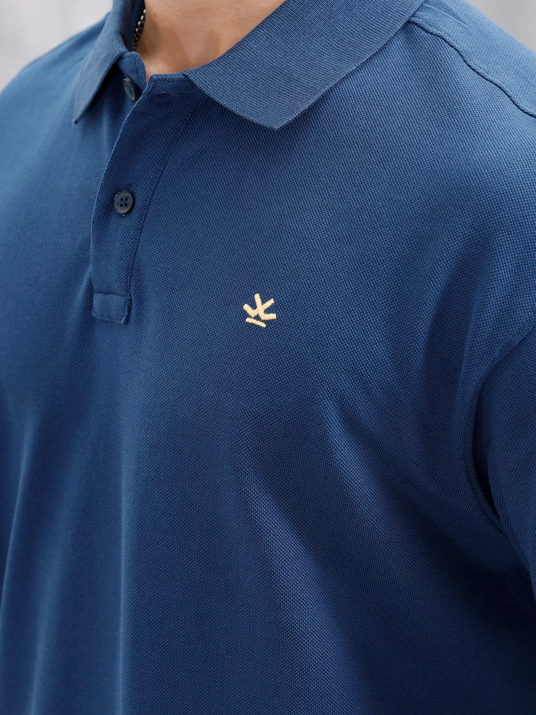 Oversized Polo T-Shirt With Contrast Trim Details | Dark Blue - Image 5
