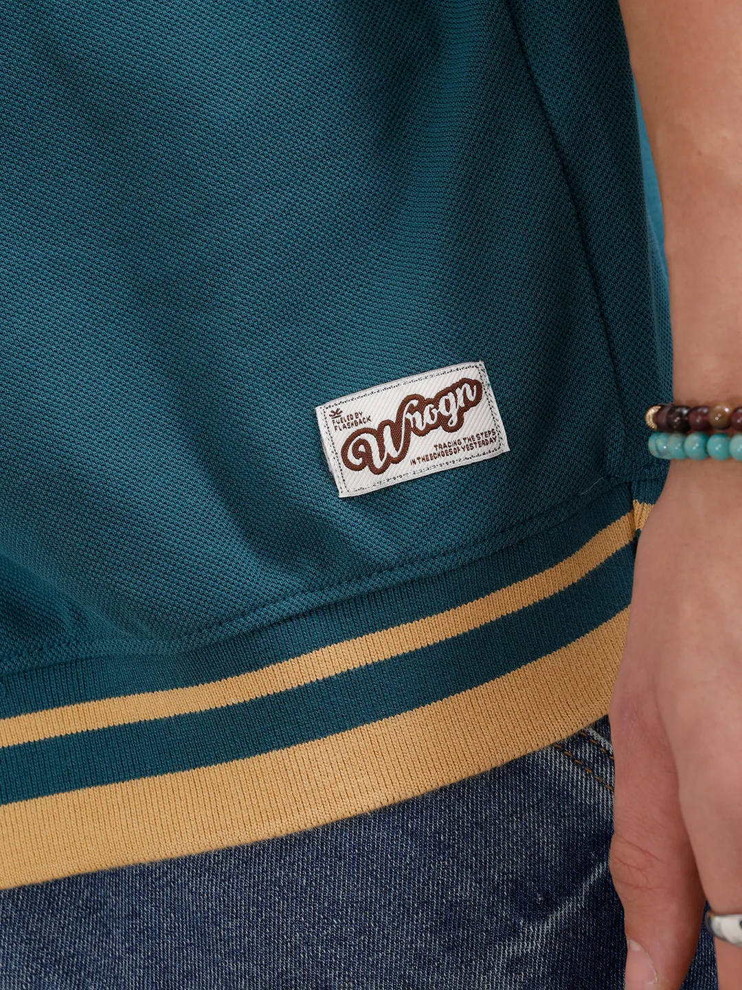 Oversized Polo T-Shirt With Contrast Trim Details | Teal - Image 5