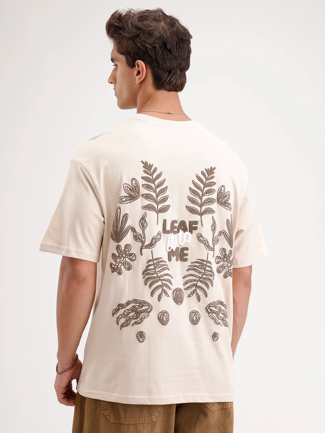 Oversized Puffer Back Printed T-Shirt | Beige - Image 4