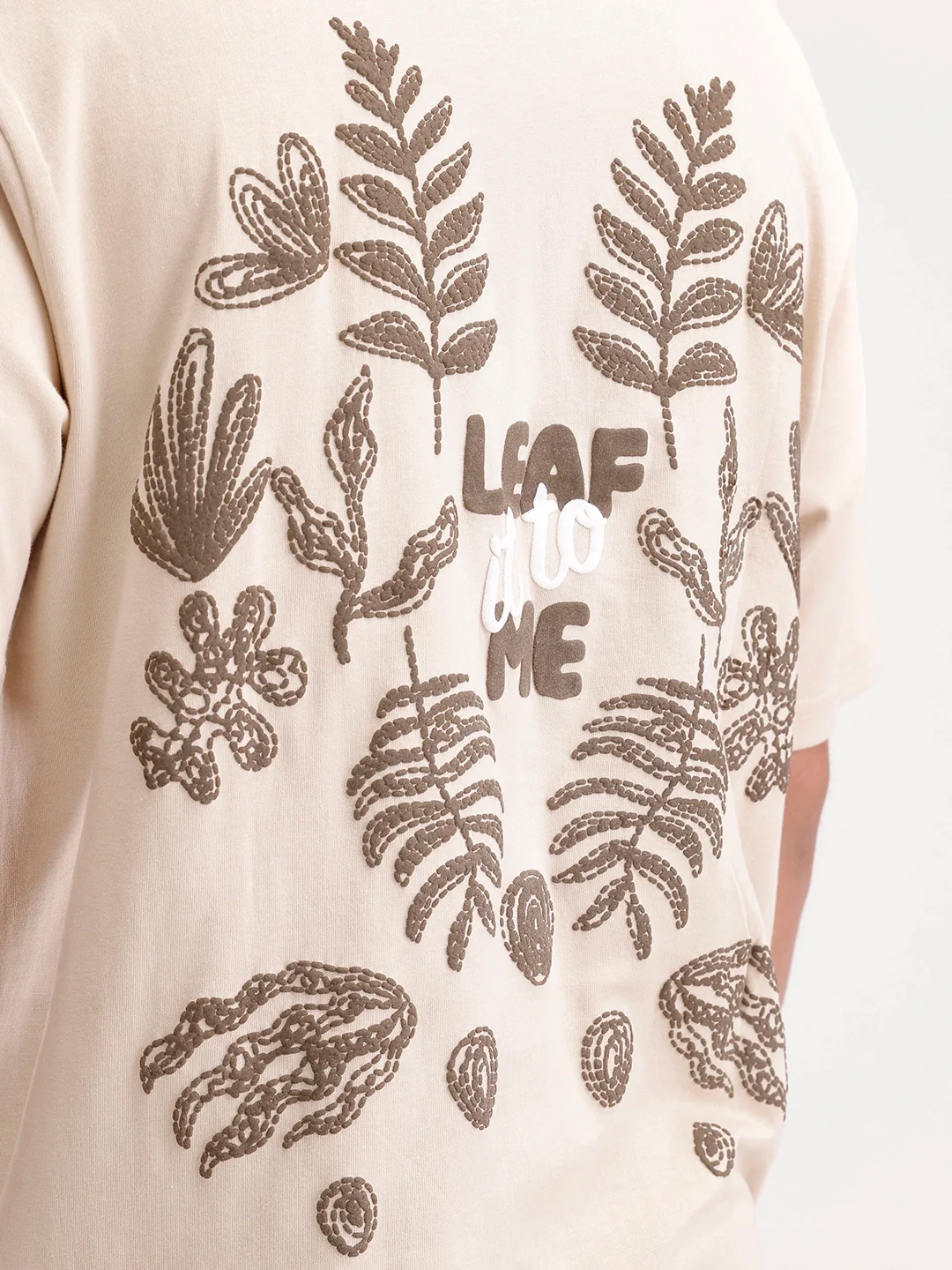 Oversized Puffer Back Printed T-Shirt | Beige - Image 7