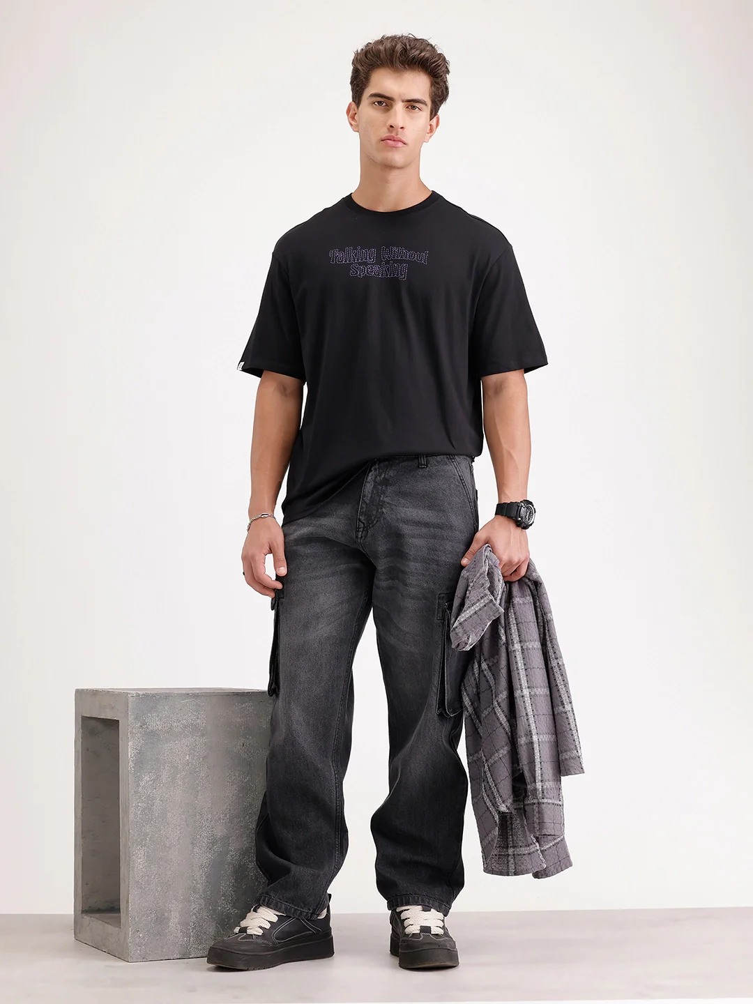 Oversized Puffer Printed T-Shirt | Black - Image 2
