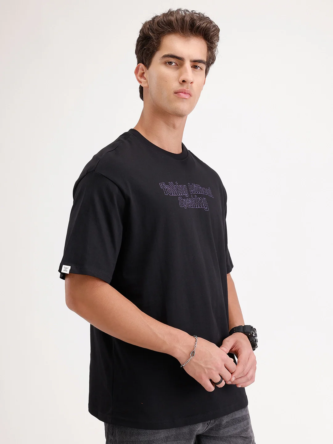 Oversized Puffer Printed T-Shirt | Black - Image 4