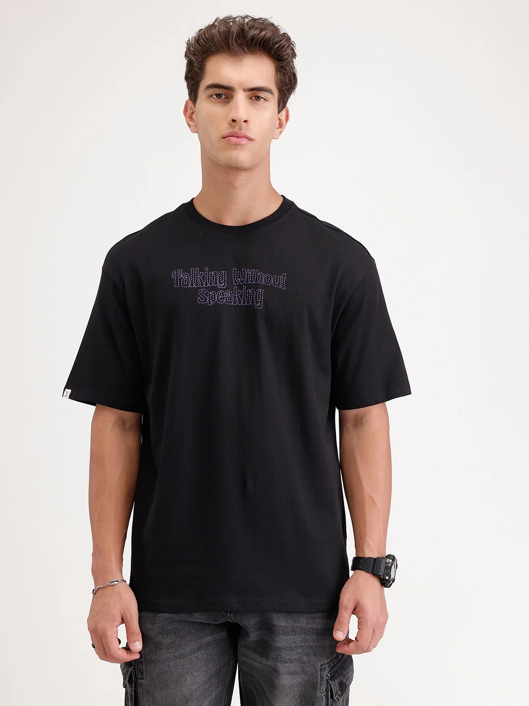 Oversized Puffer Printed T-Shirt | Black - Image 6