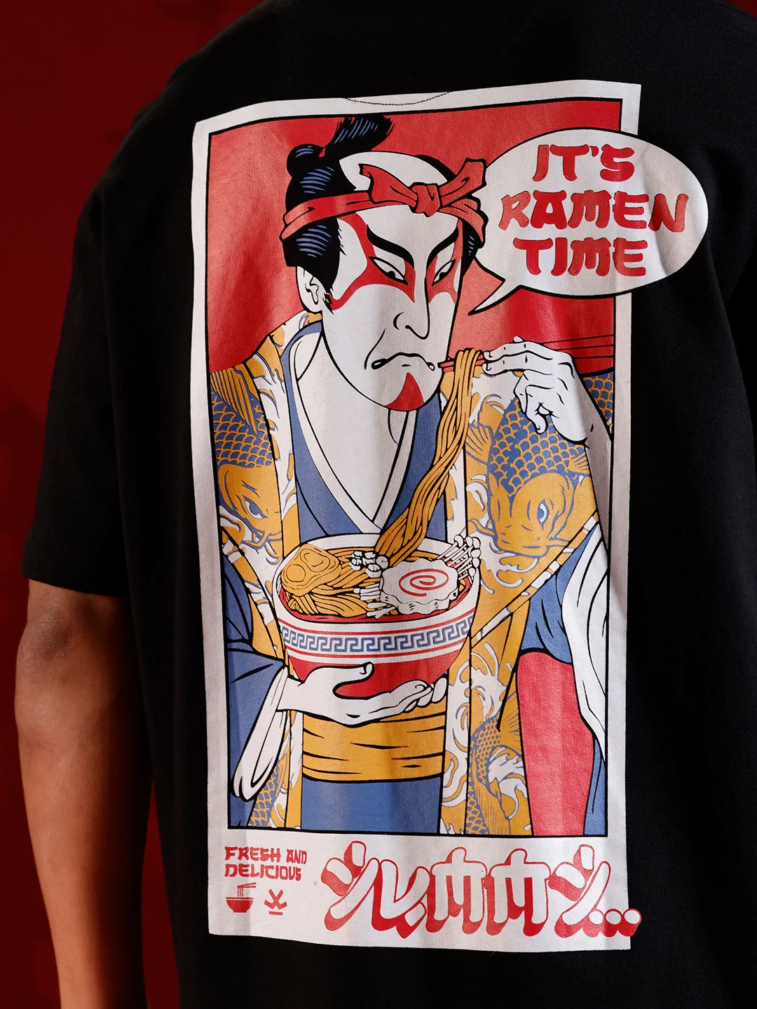 Oversized ramen graphic T-shirt | Black - Image 6