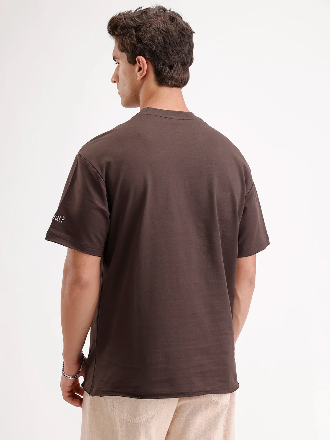 Oversized Solid Patch Pocket T-Shirt | Brown - Image 3