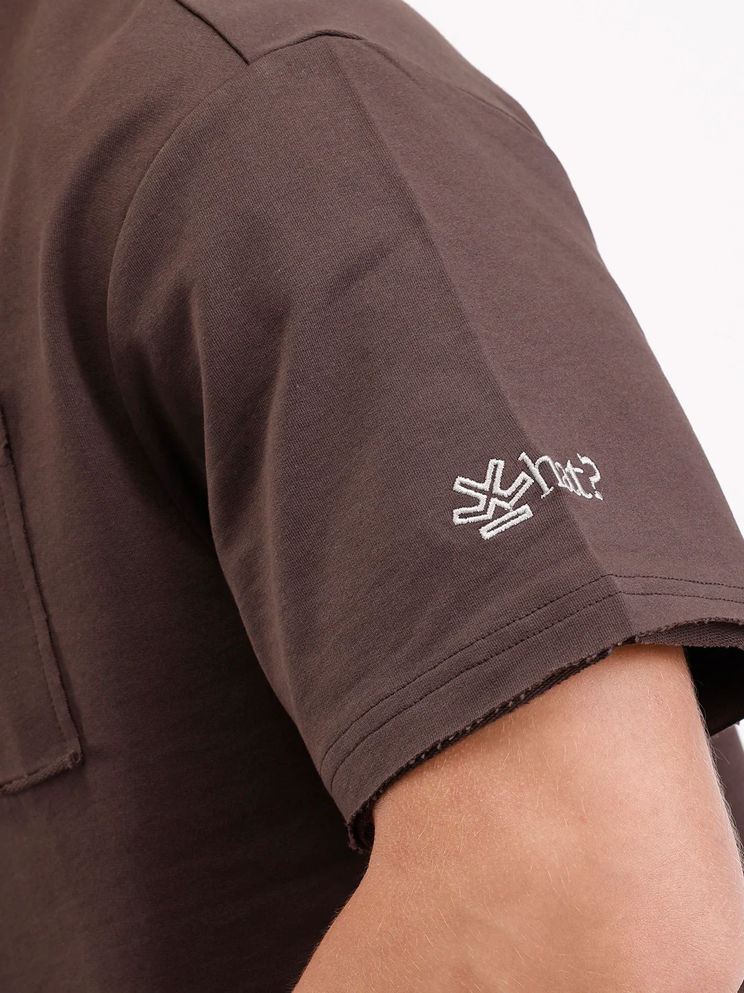 Oversized Solid Patch Pocket T-Shirt | Brown - Image 5