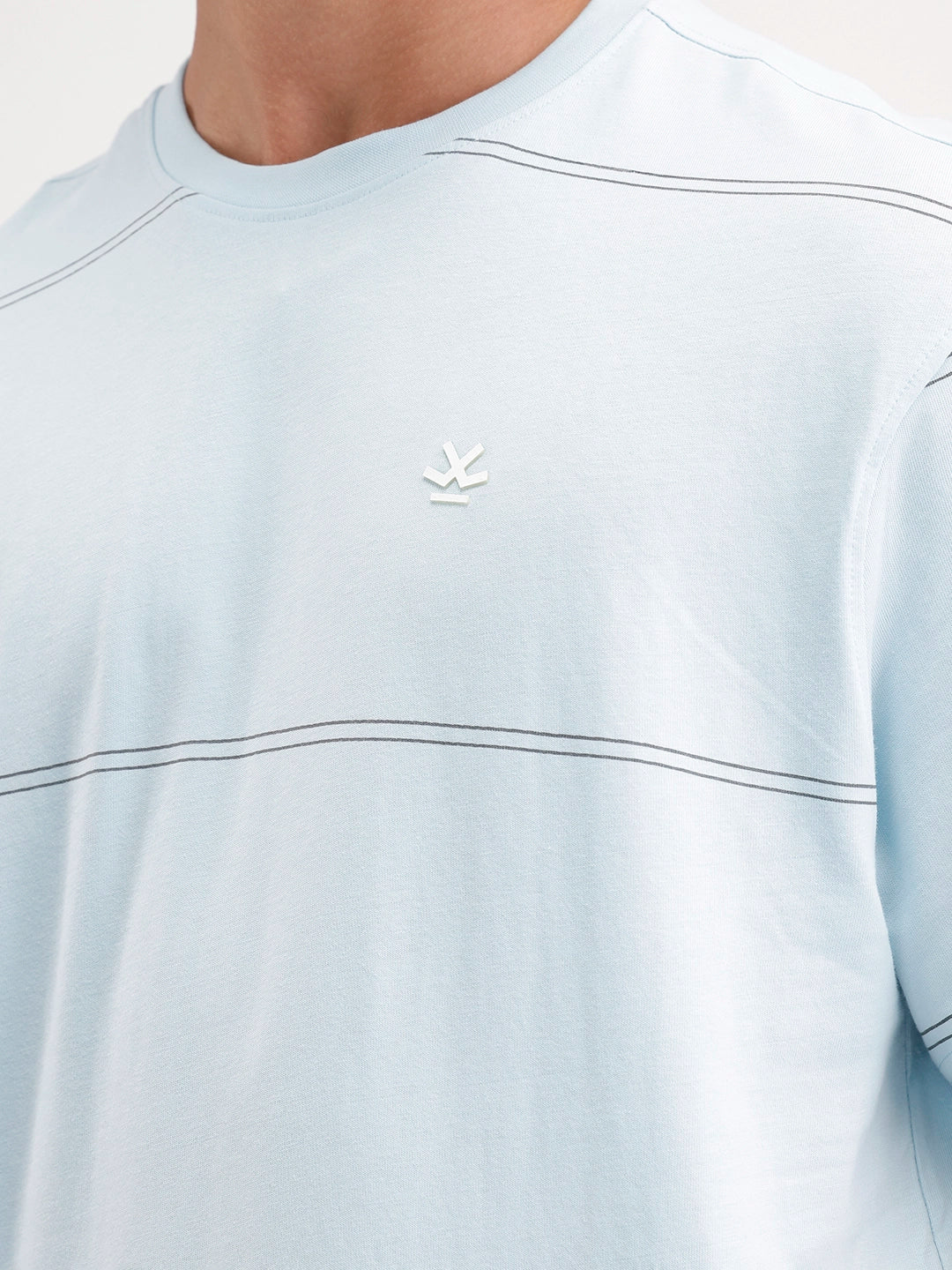 Oversized Stripes Printed T-Shirt | Light Blue - Image 5