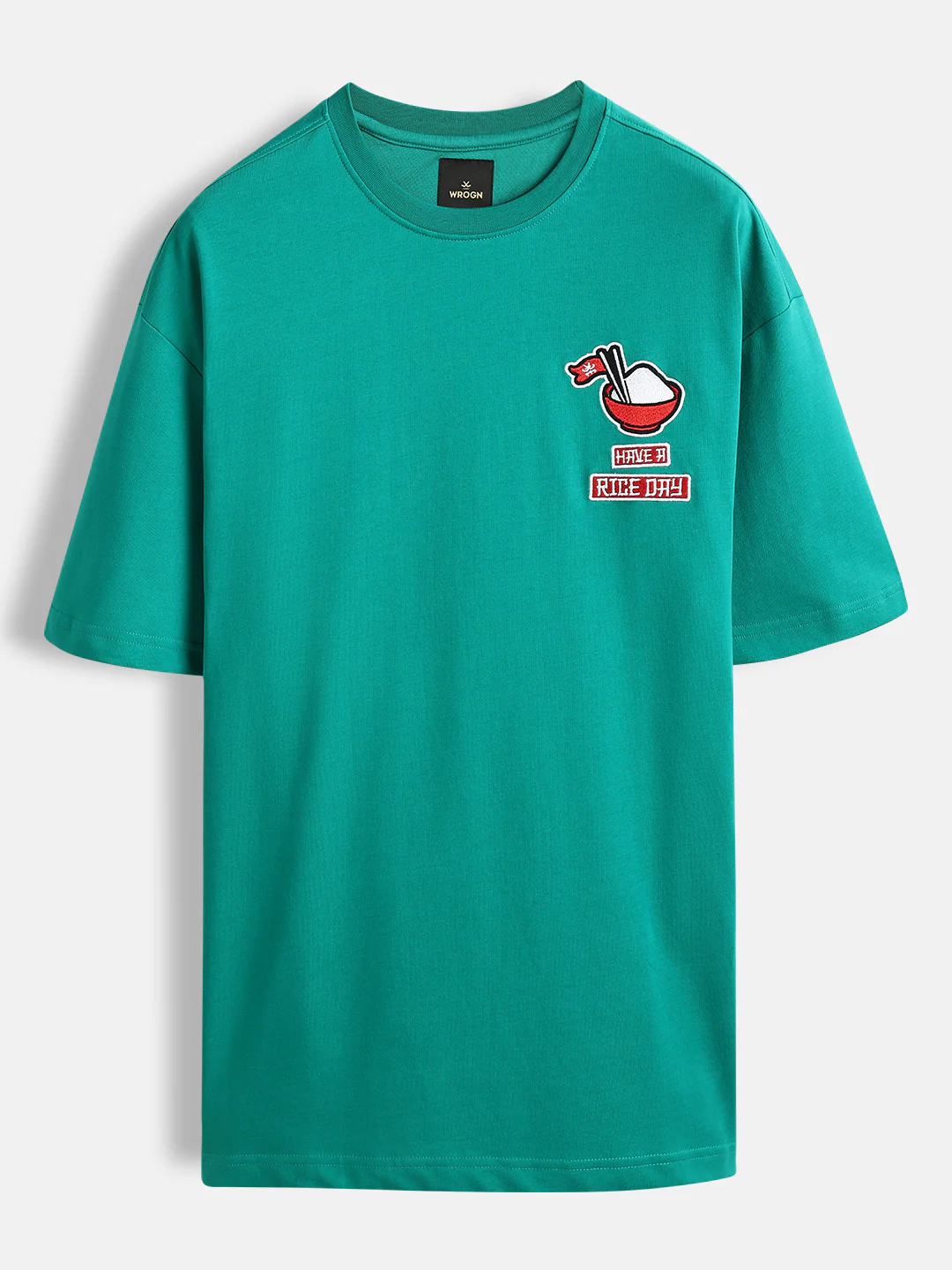 Oversized T-shirt with embroidered chest detail | Green - Image 8