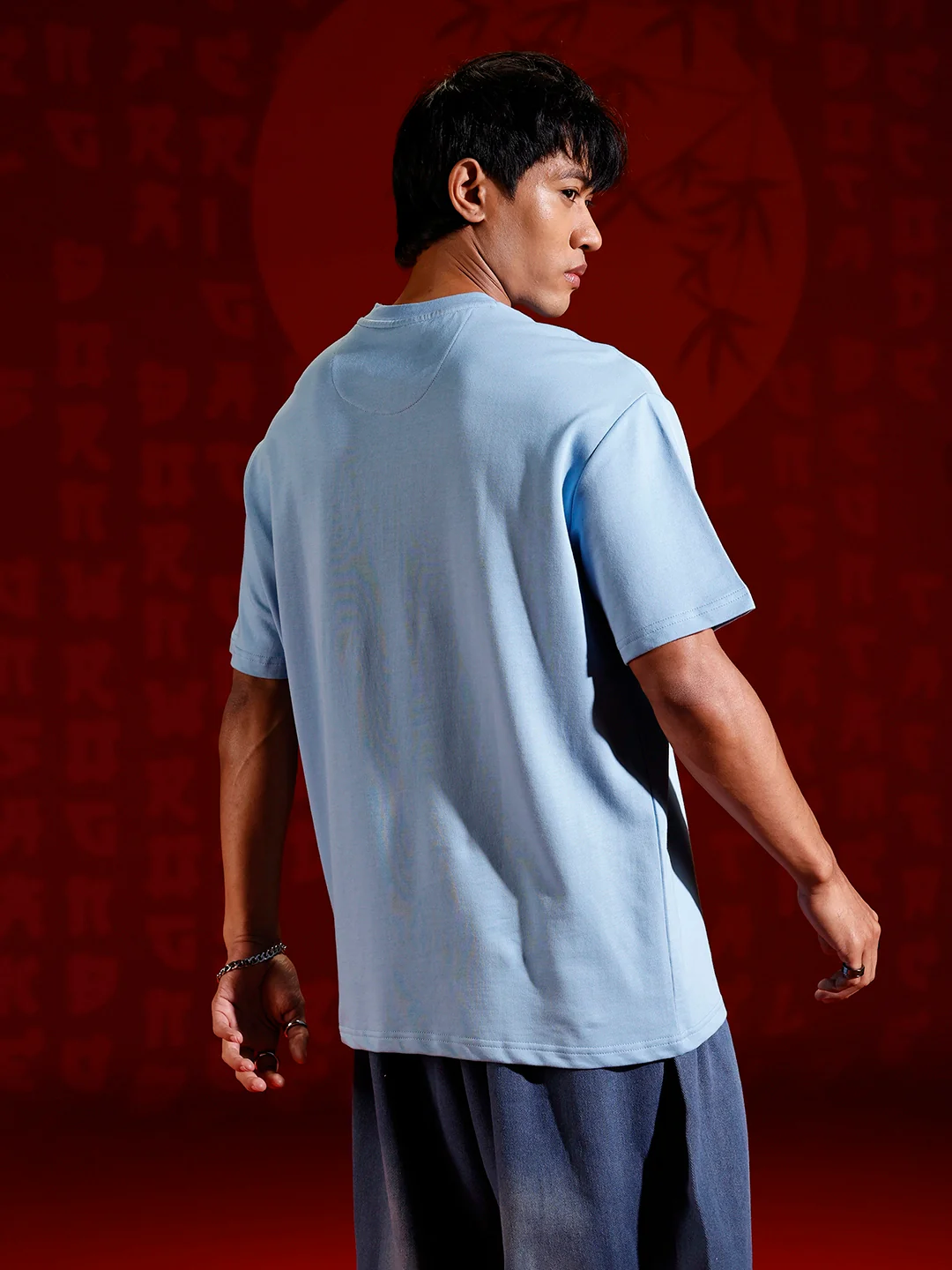 Oversized Tee Tee with Front Patch Appliqué | Blue - Image 5