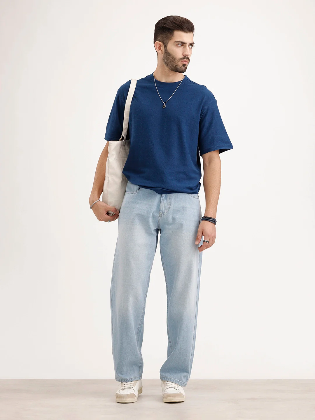 Oversized Textured T-Shirt | Dark Blue - Image 2