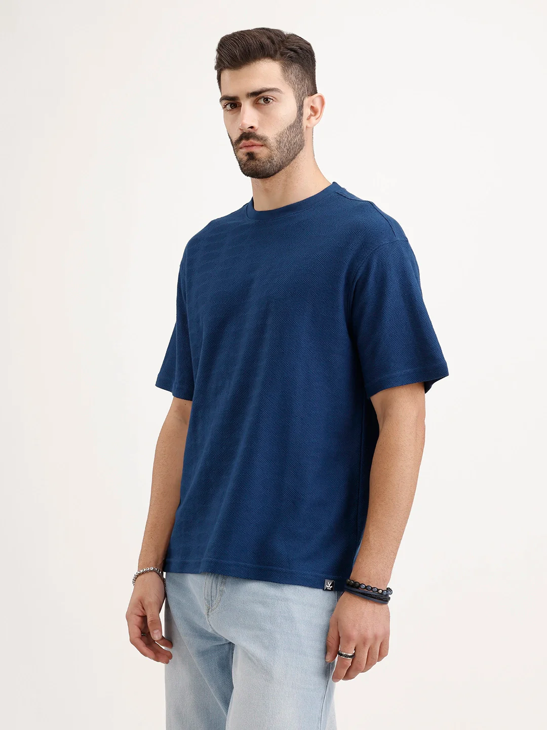 Oversized Textured T-Shirt | Dark Blue - Image 4