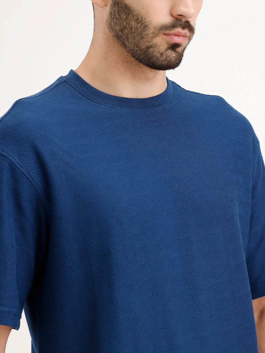 Oversized Textured T-Shirt | Dark Blue - Image 5