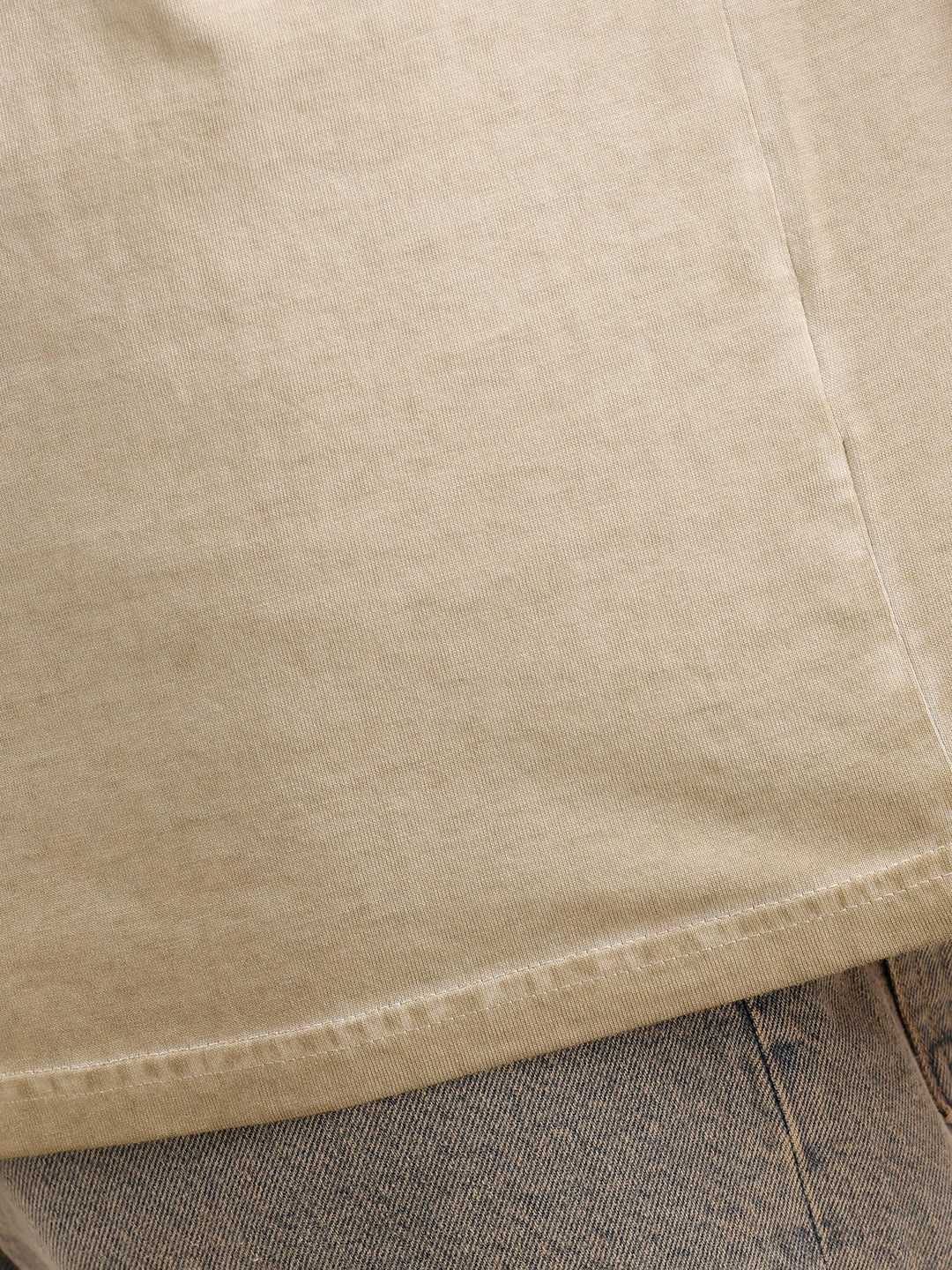 Oversized Washed Placement Printed T-Shirt | Khaki - Image 6