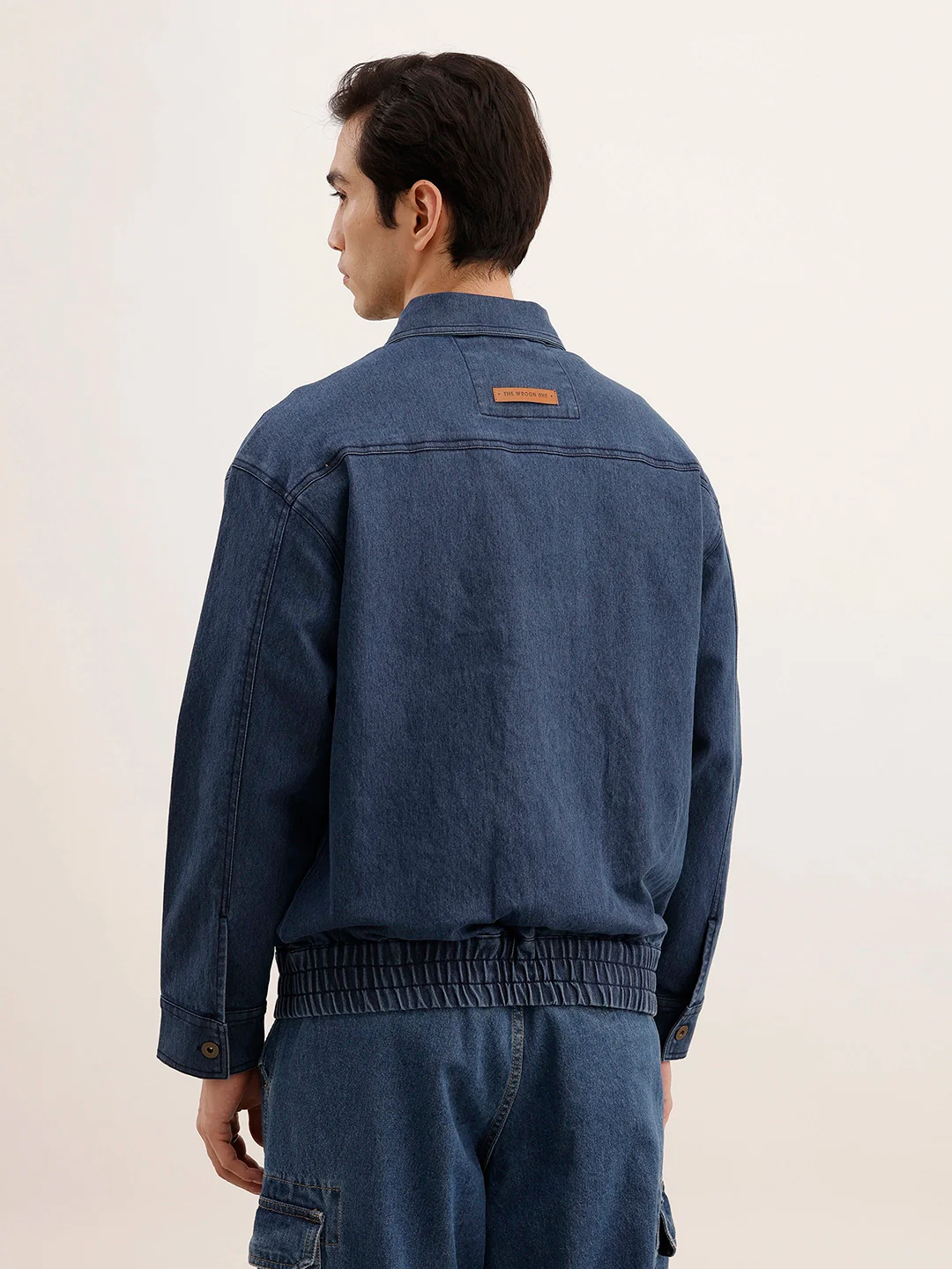 Oversized Zipper Denim Jacket | Blue - Image 3