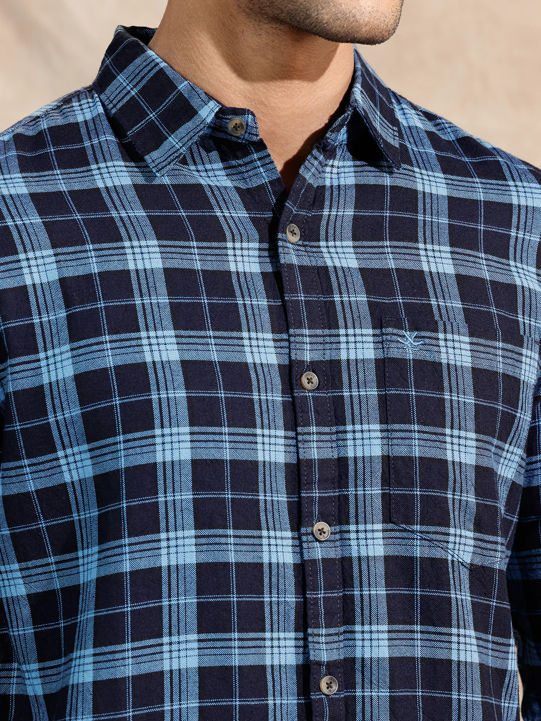 Oxford Checked Shirt | Navy Blue - Image 5