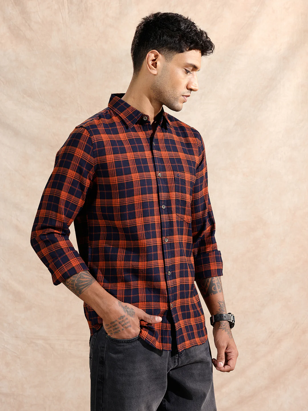 Oxford Checked Shirt | Rust - Image 4