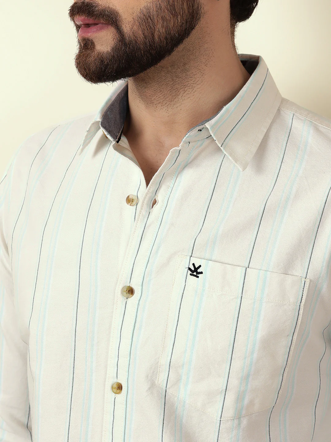 Tonal Stripes Oxford Shirt | Yellow - Image 3