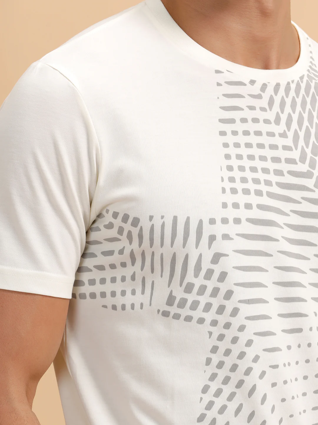 Panel Printed Regular Fit T-Shirt | White - Image 5
