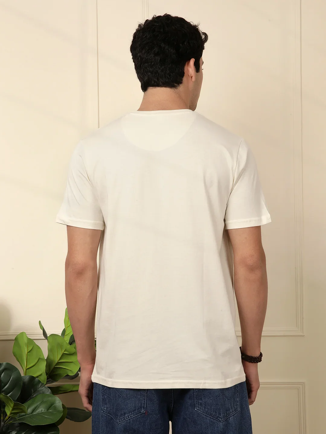 Patched In Printed White T-Shirt - Image 3