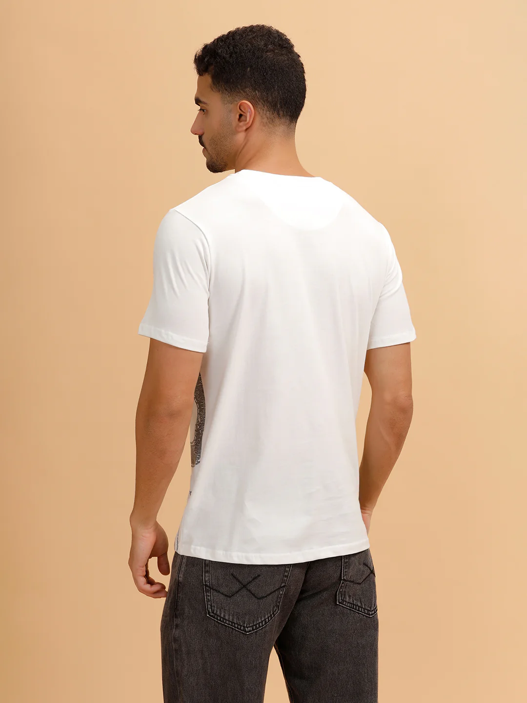 Patchwork Text Printed T-Shirt | White - Image 3
