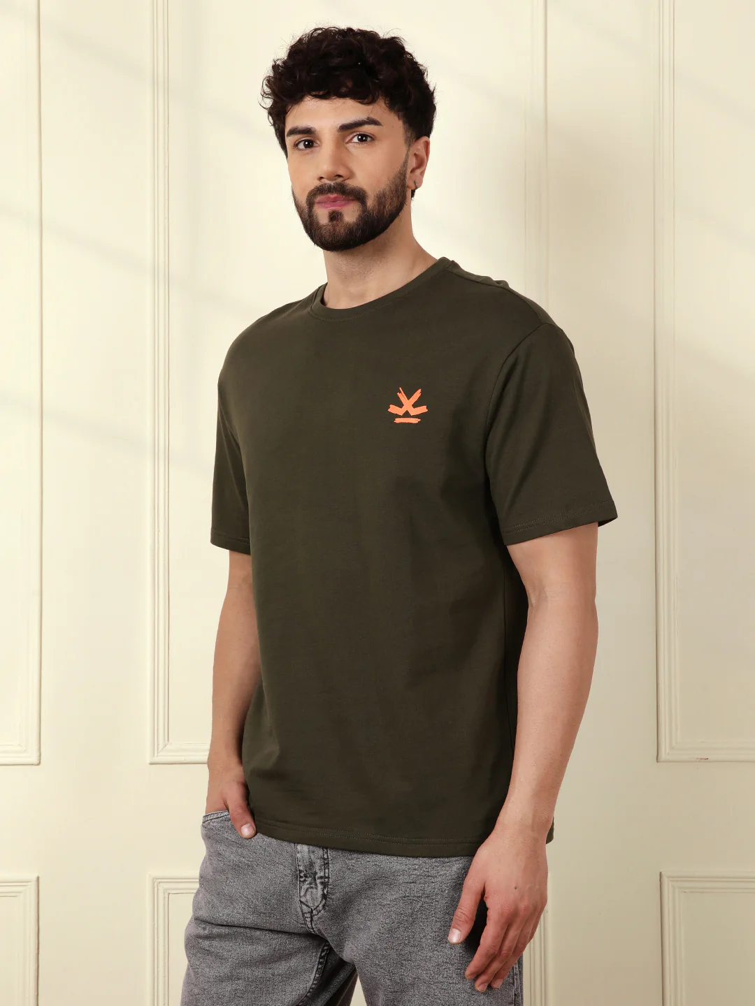 Heavy GSM Printed Picasso T-Shirt | Olive - Image 4