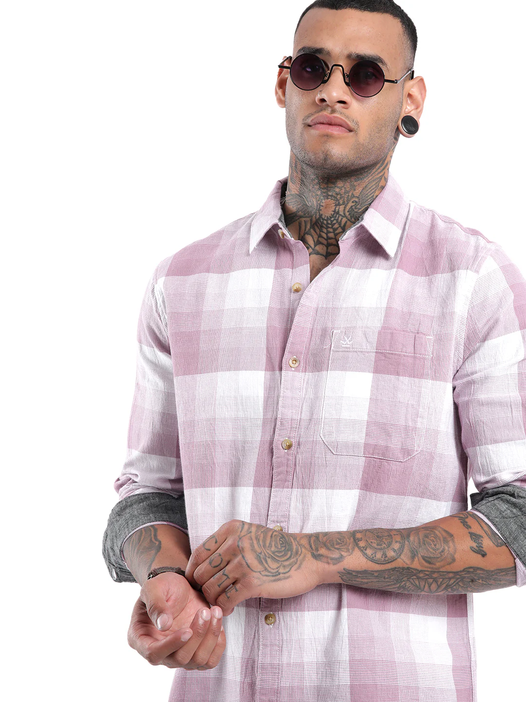 Pink Slim Fit Checked Shirt - Image 2